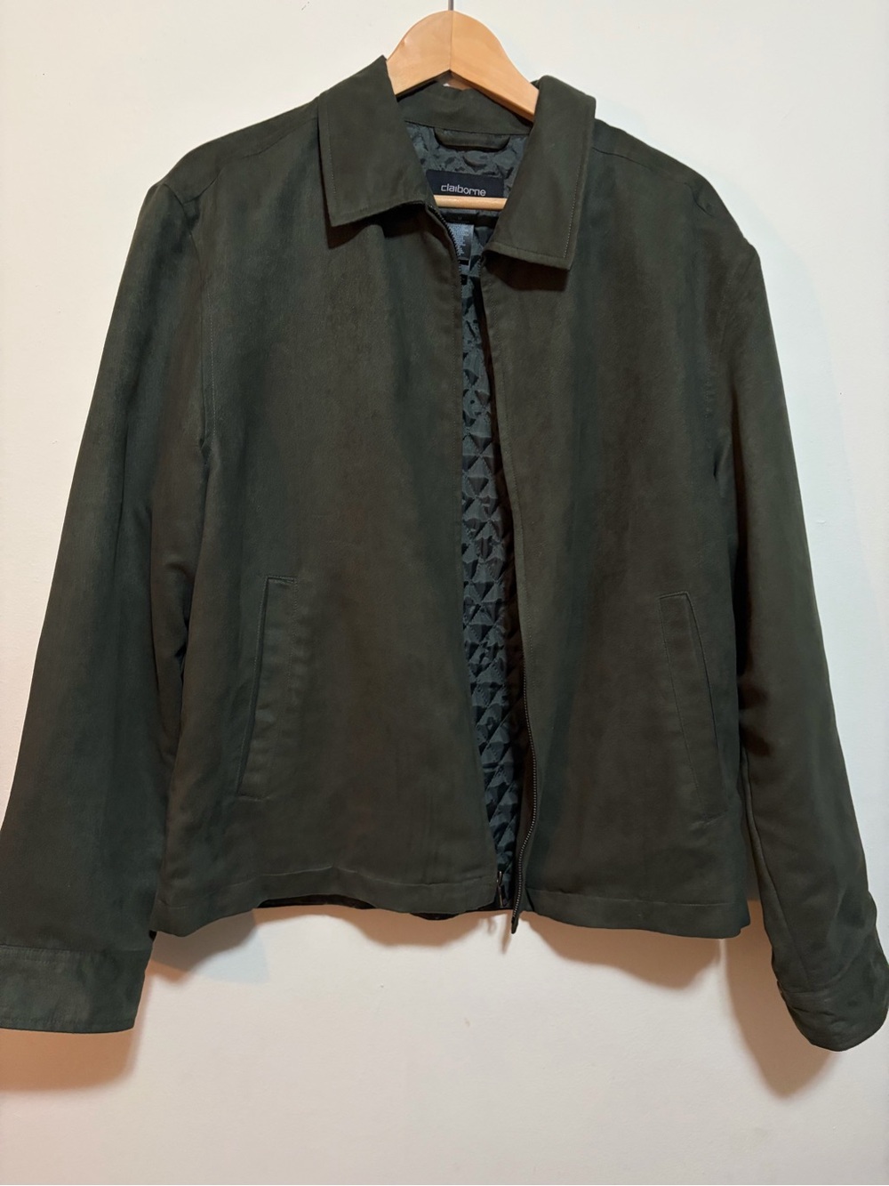 Claiborne Olive Green Bomber Jacket with Quilted Lining